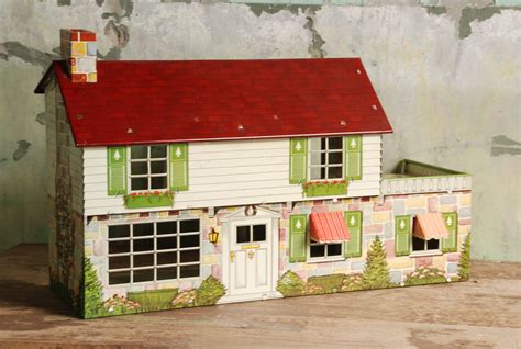 old metal doll houses|metal dollhouse from the 1950s.